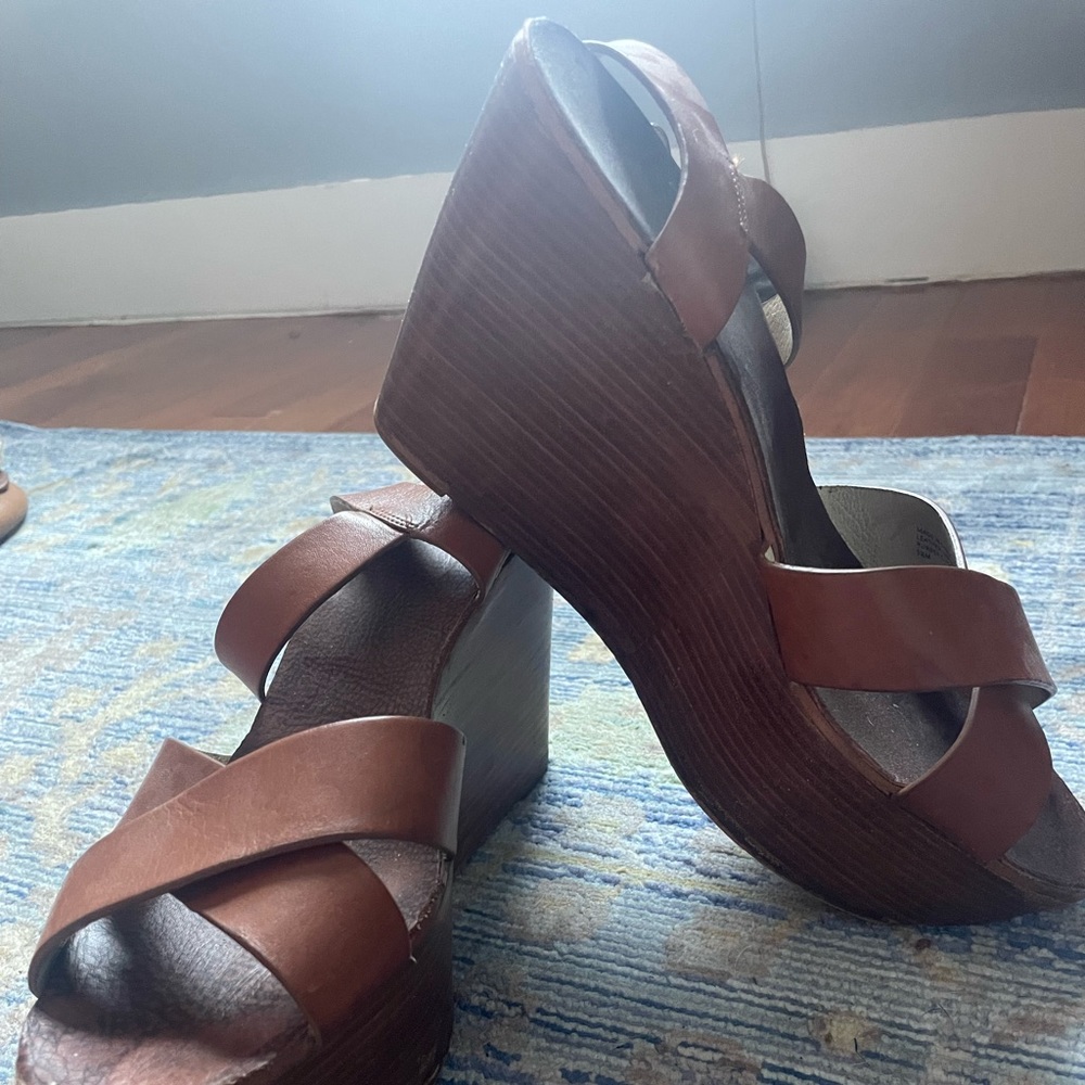 Michael Kors leather strap wedges